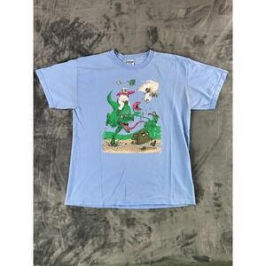 Y2K Super Mario Parody Grunge Attack T-Shirt Gildan Blue Men's L Gamer Graphic